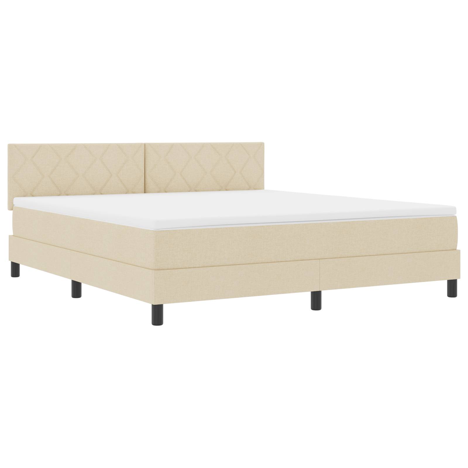 vidaXL Boxspringbett mit Matratze Creme 180x200 cm Stoff