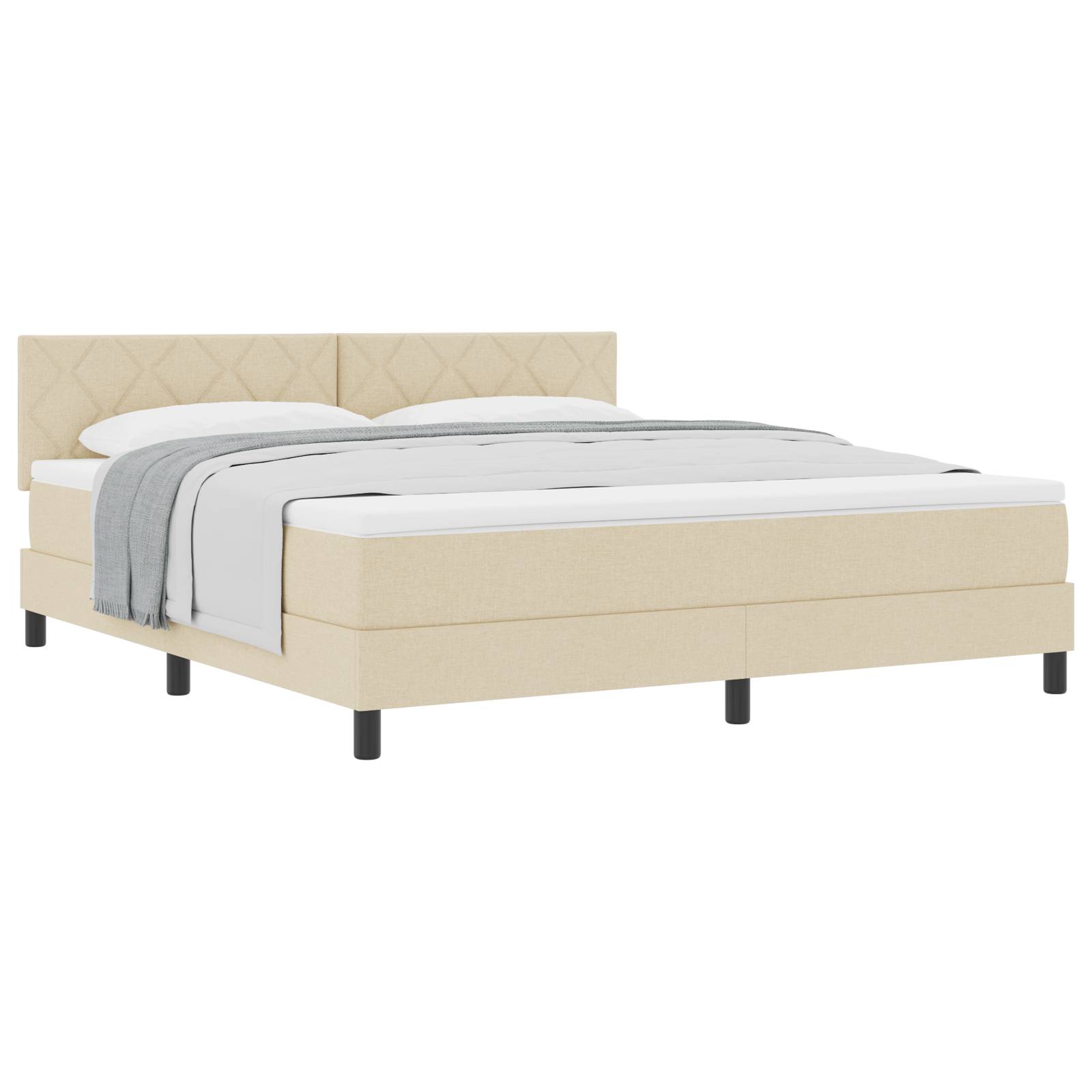 vidaXL Boxspringbett mit Matratze Creme 180x200 cm Stoff