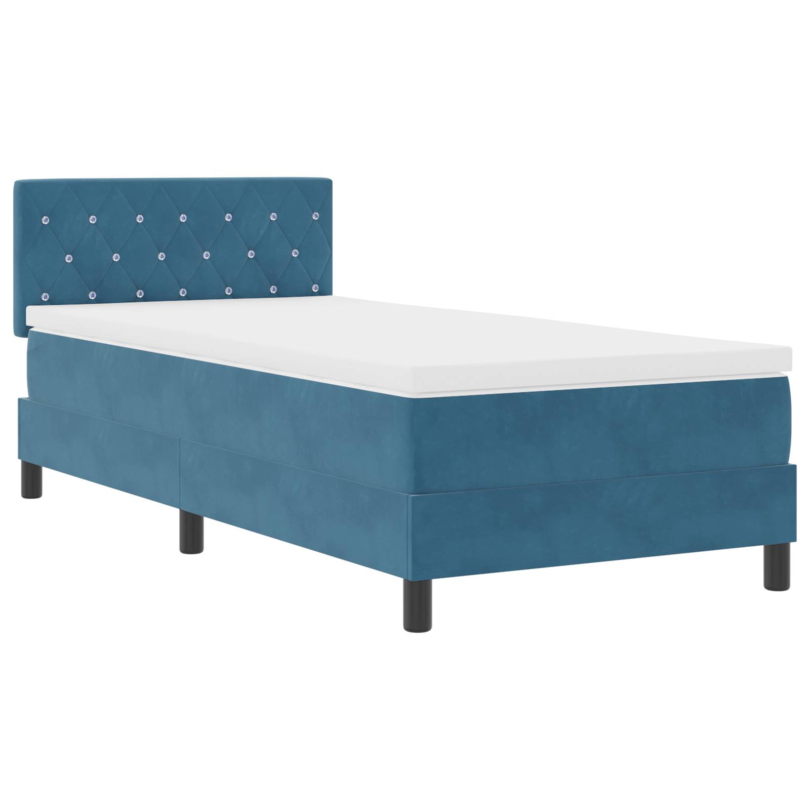 vidaXL LED Boxspringbett mit Matratze Dunkelblau 90x190 cm Samt