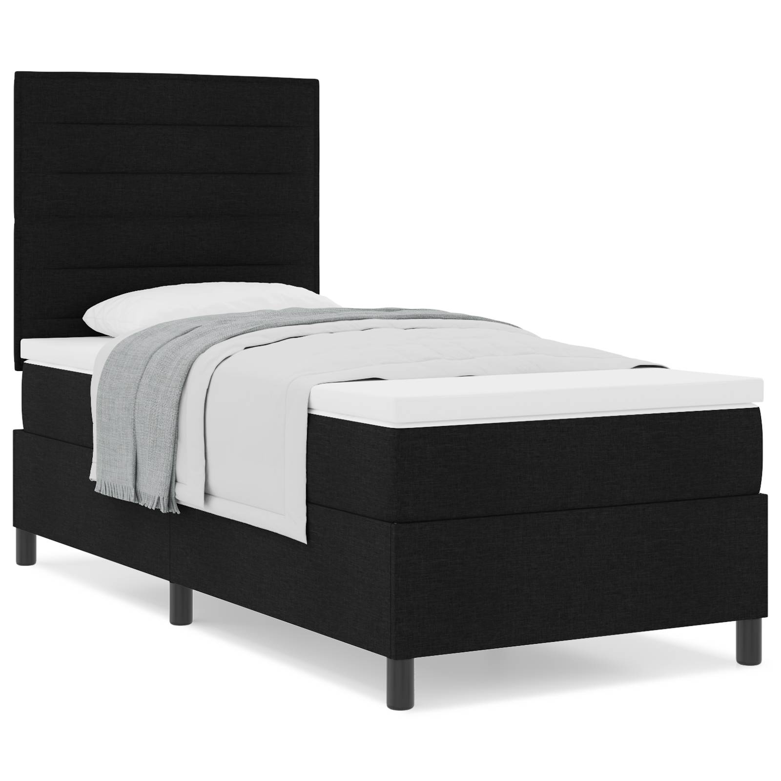 vidaXL Boxspringbett mit Matratze Schwarz 90x200 cm Stoff