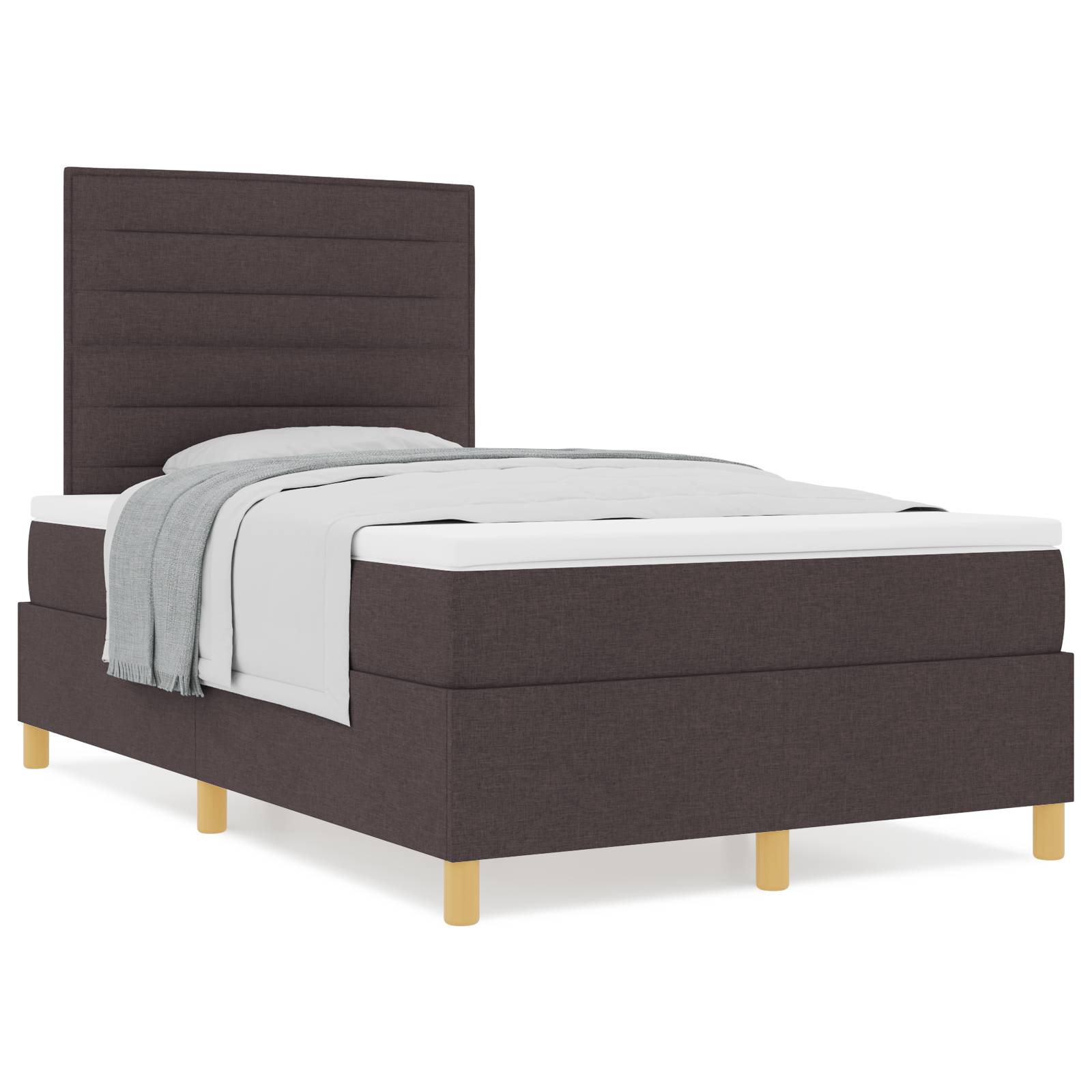 vidaXL Boxspringbett mit Matratze Dunkelbraun 120x200 cm Stoff