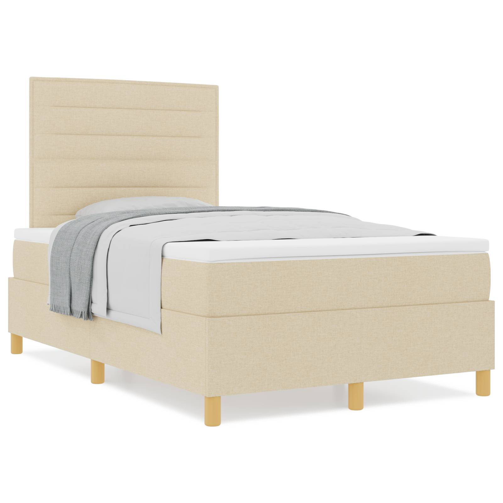 vidaXL Boxspringbett mit Matratze Creme 120x200 cm Stoff
