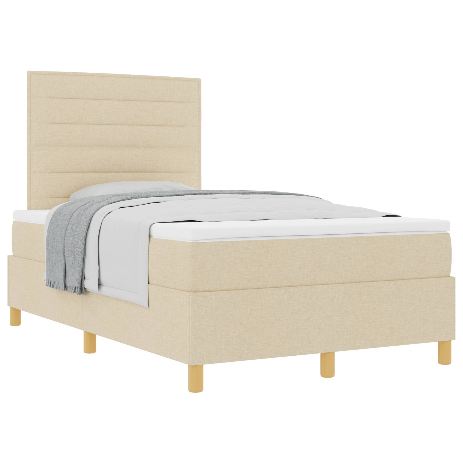 vidaXL Boxspringbett mit Matratze Creme 120x200 cm Stoff