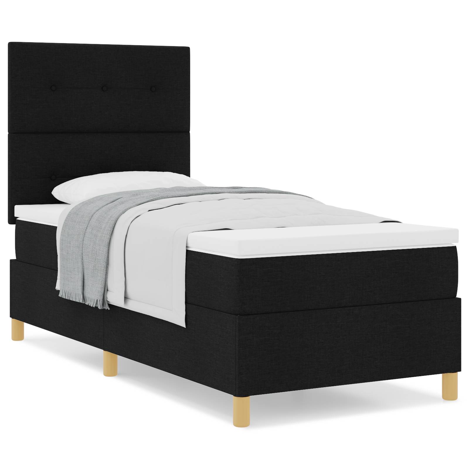 vidaXL Boxspringbett mit Matratze Schwarz Stoff