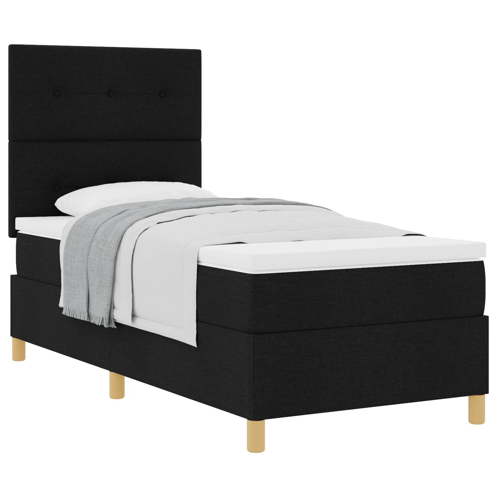 vidaXL Boxspringbett mit Matratze Schwarz Stoff