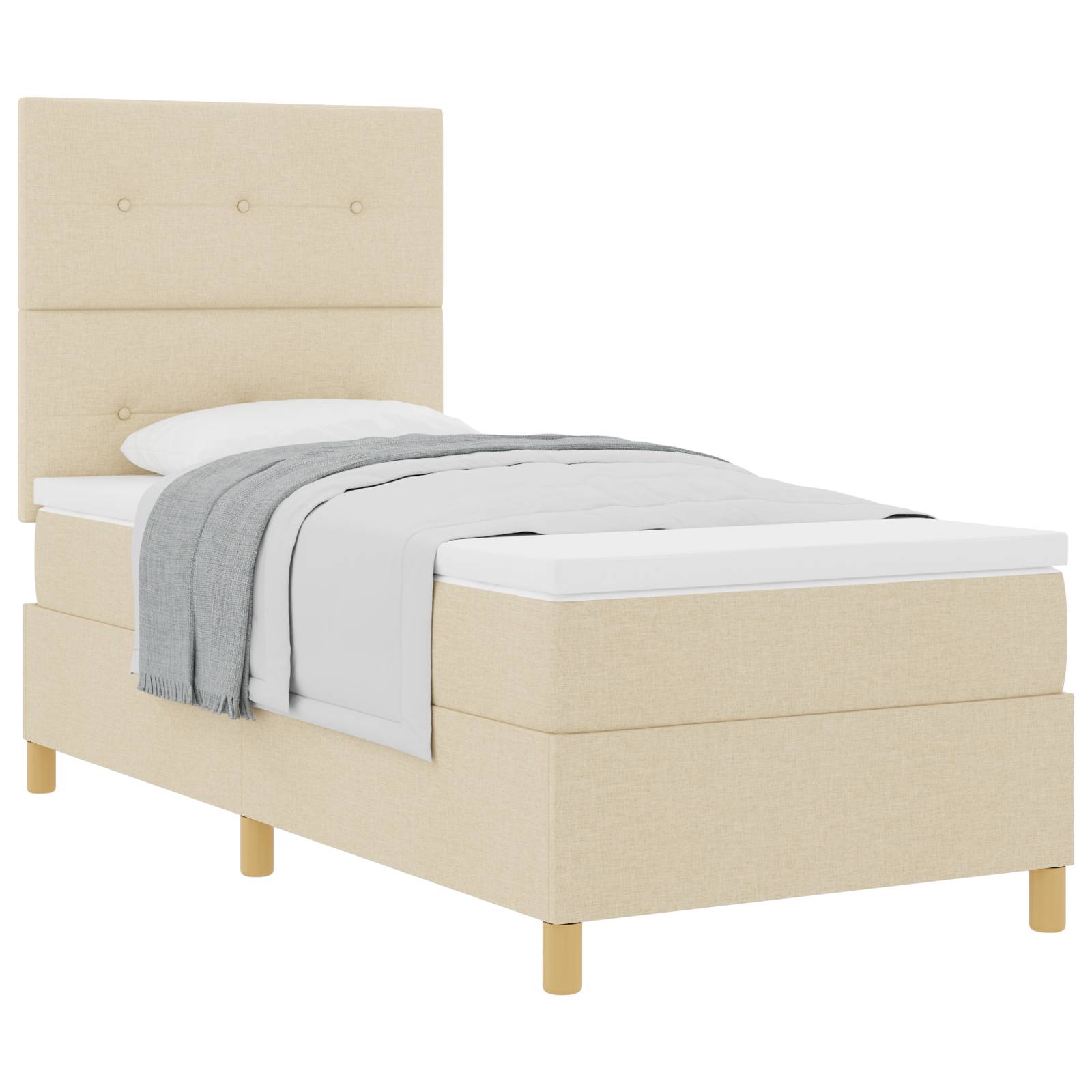 vidaXL Boxspringbett mit Matratze Creme 90x200 cm Stoff