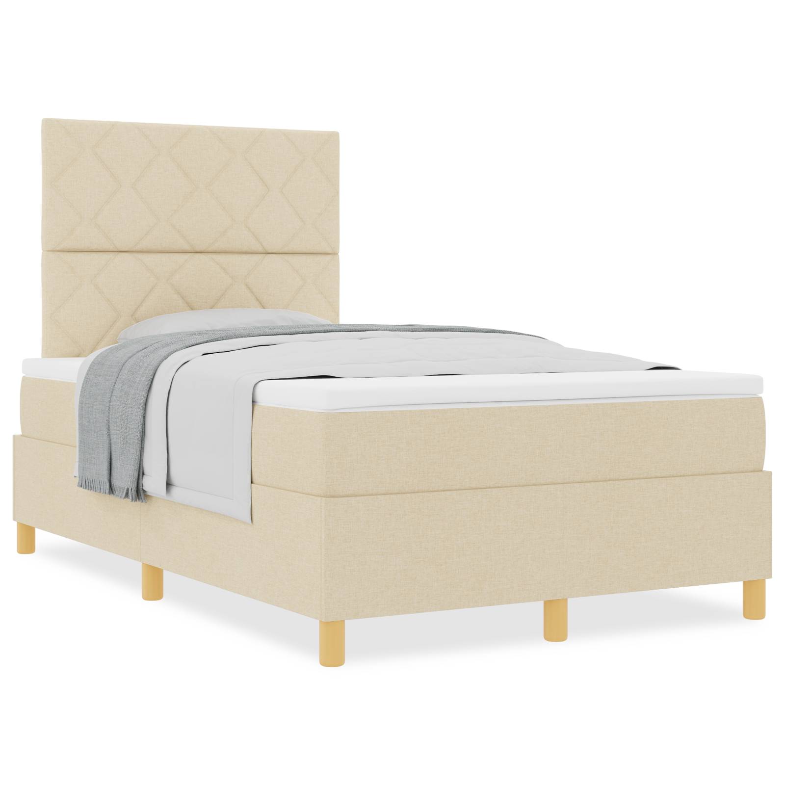 vidaXL Boxspringbett mit Matratze Creme 120x200 cm Stoff