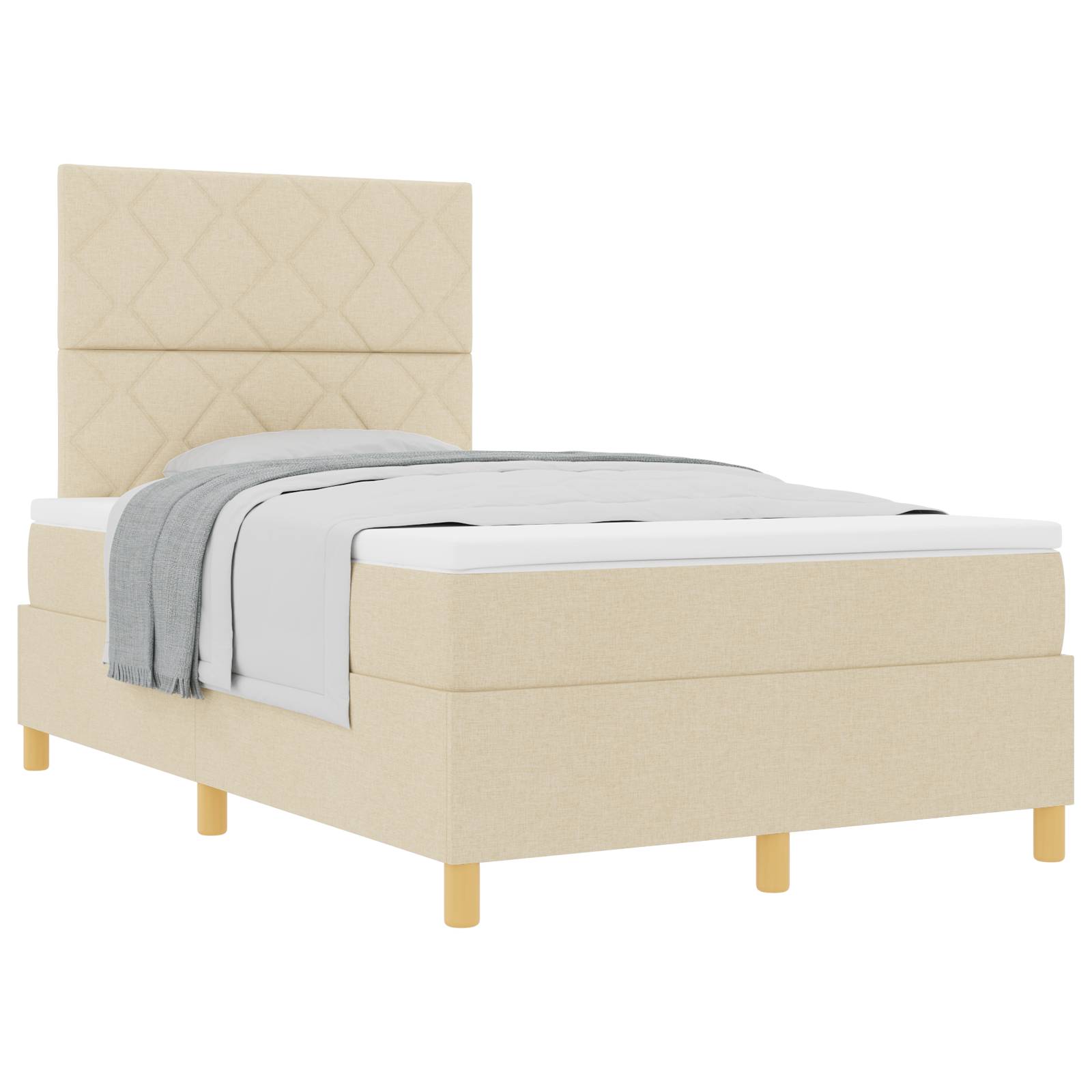 vidaXL Boxspringbett mit Matratze Creme 120x200 cm Stoff