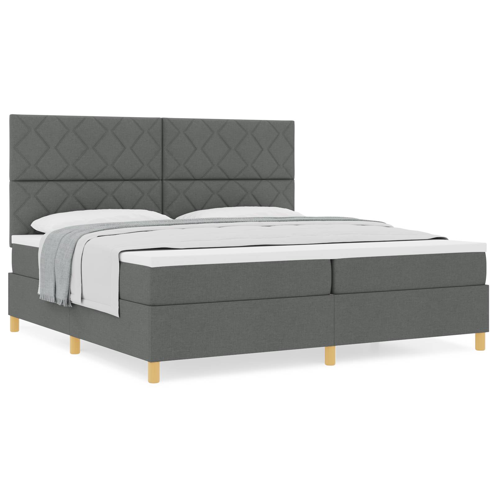 vidaXL Boxspringbett mit Matratze Dunkelgrau 200x200 cm Stoff