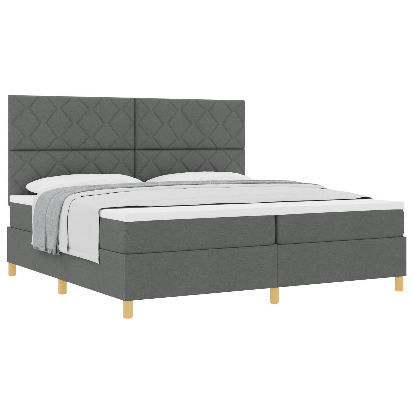 vidaXL Boxspringbett mit Matratze Dunkelgrau 200x200 cm Stoff