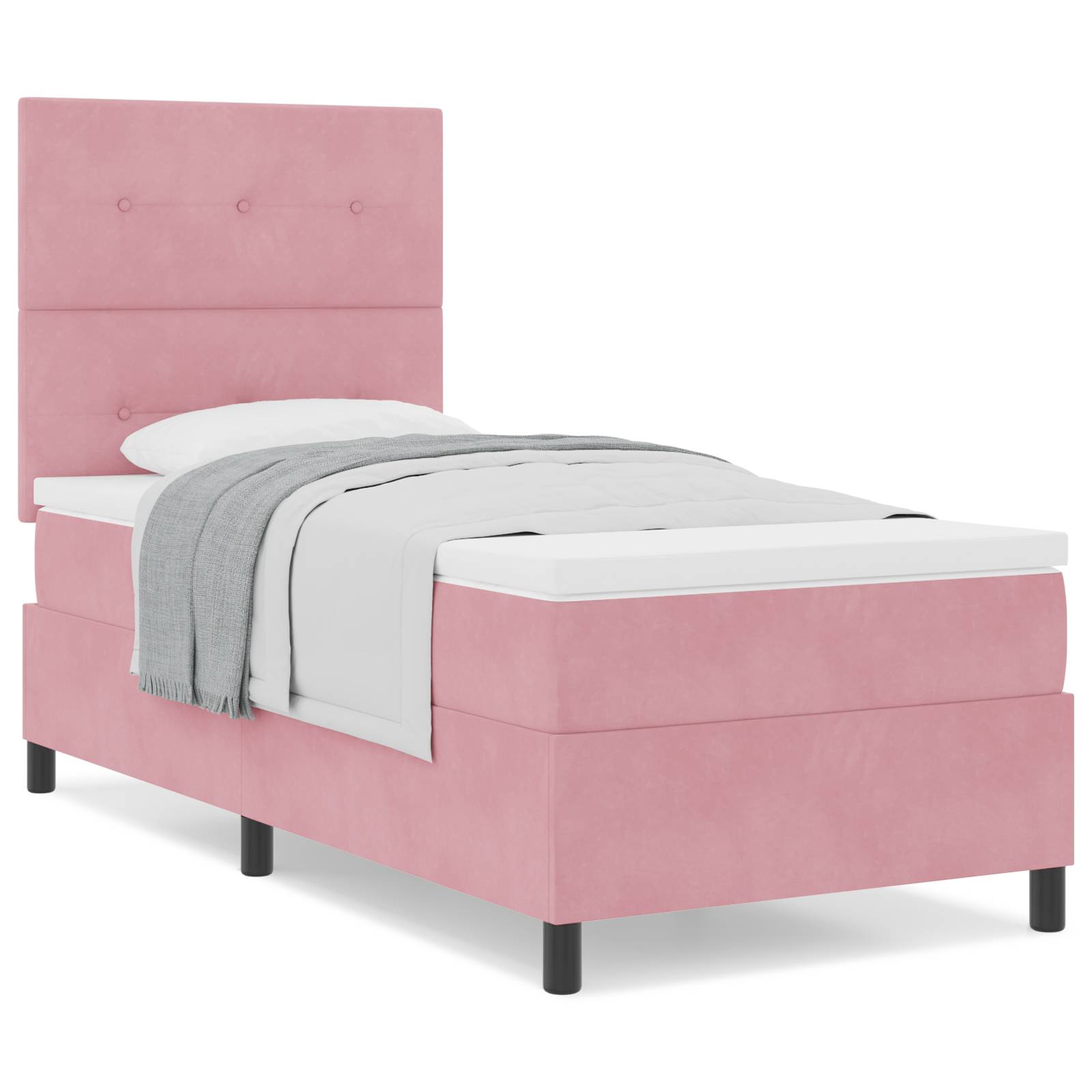 vidaXL Boxspringbett mit Matratze Rosa Samt