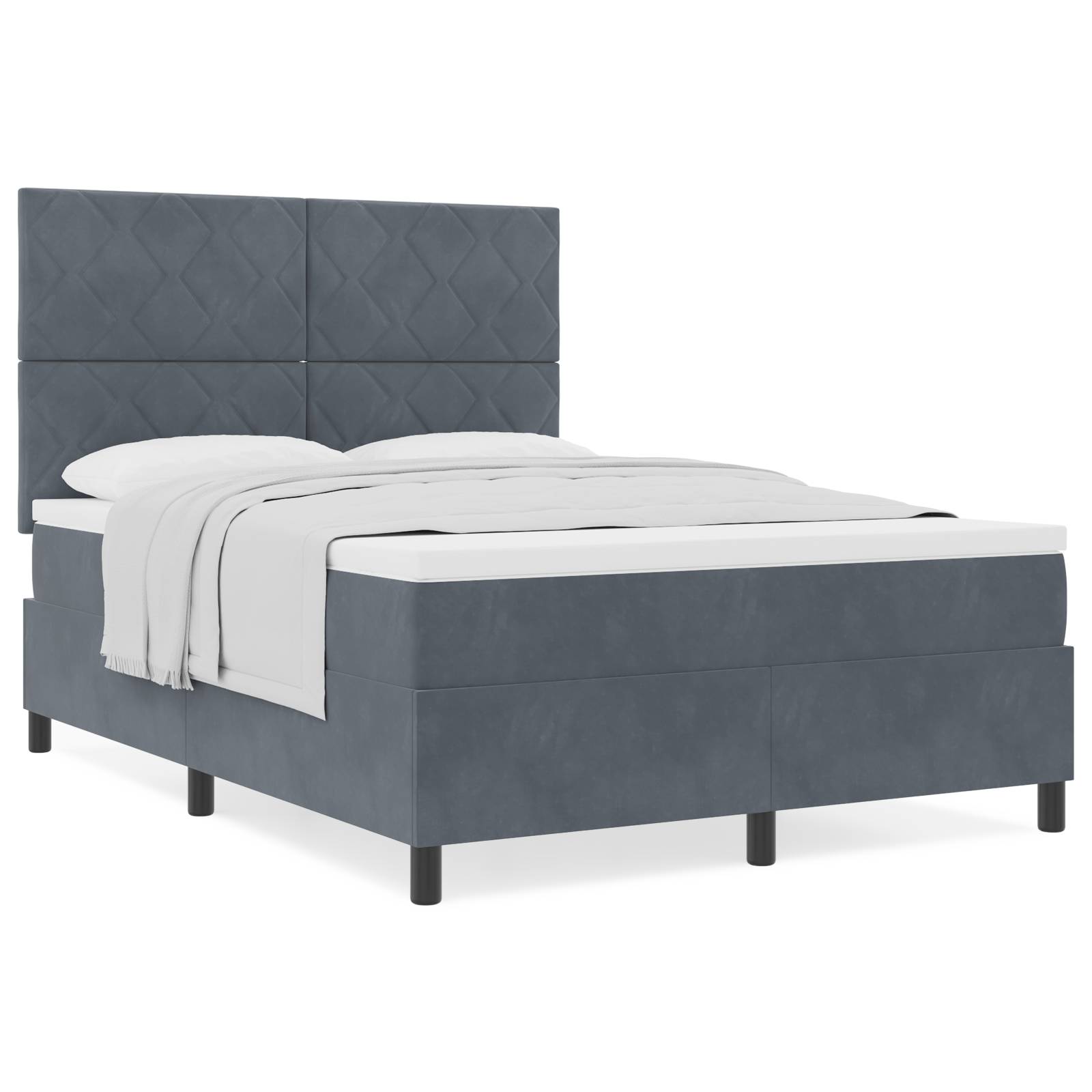 vidaXL Boxspringbett mit Matratze Dunkelgrau 160x200 cm Samt