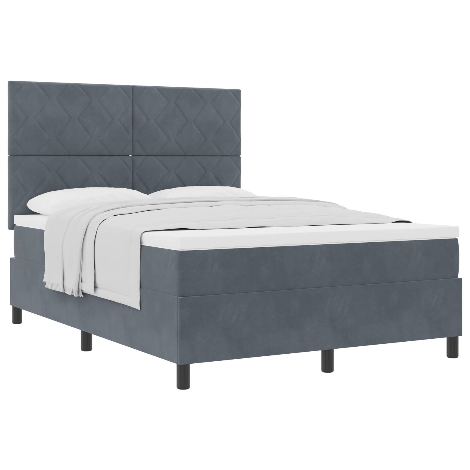 vidaXL Boxspringbett mit Matratze Dunkelgrau 160x200 cm Samt