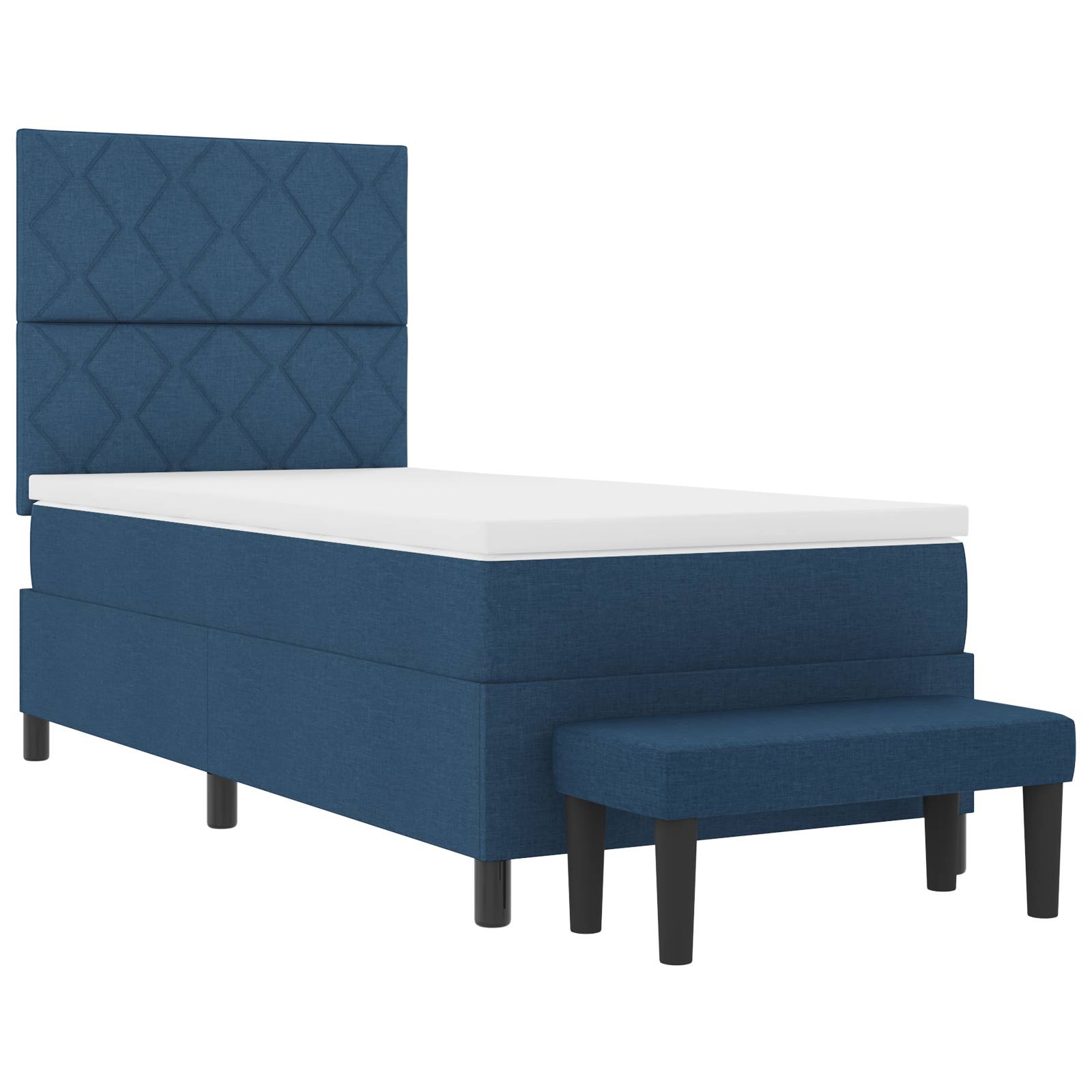 vidaXL Boxspringbett mit Matratze & Bank Blau 100x200 cm Stoff