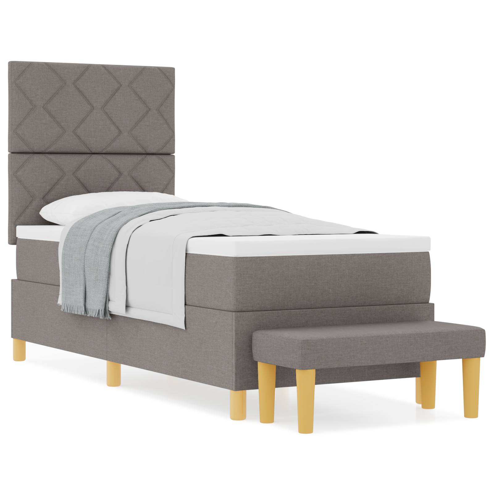 vidaXL Boxspringbett mit Matratze & Bank Taupe 80x200 cm Stoff
