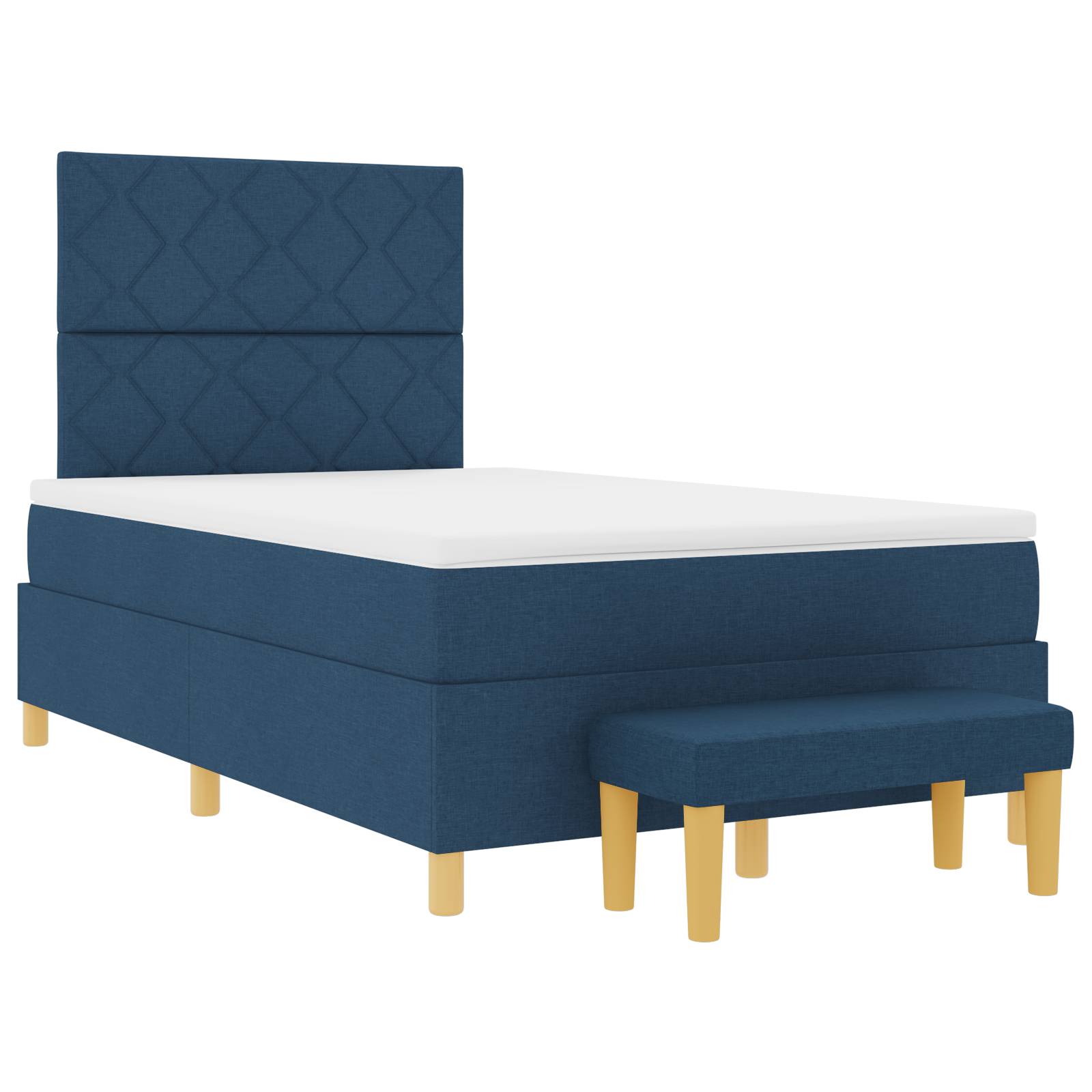 vidaXL Boxspringbett mit Matratze & Bank Blau 120x190 cm Stoff