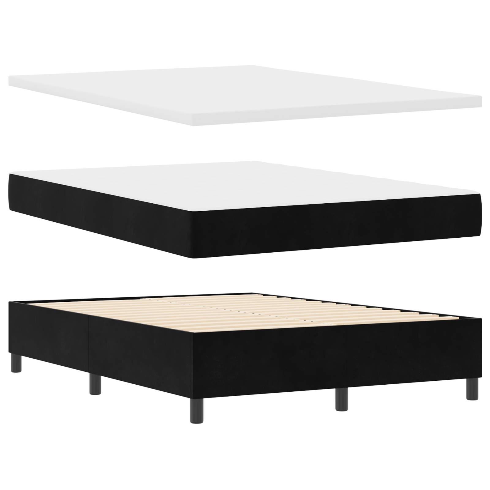 vidaXL Boxspringbett mit Matratze & LED Schwarz 140x190 cm Samt