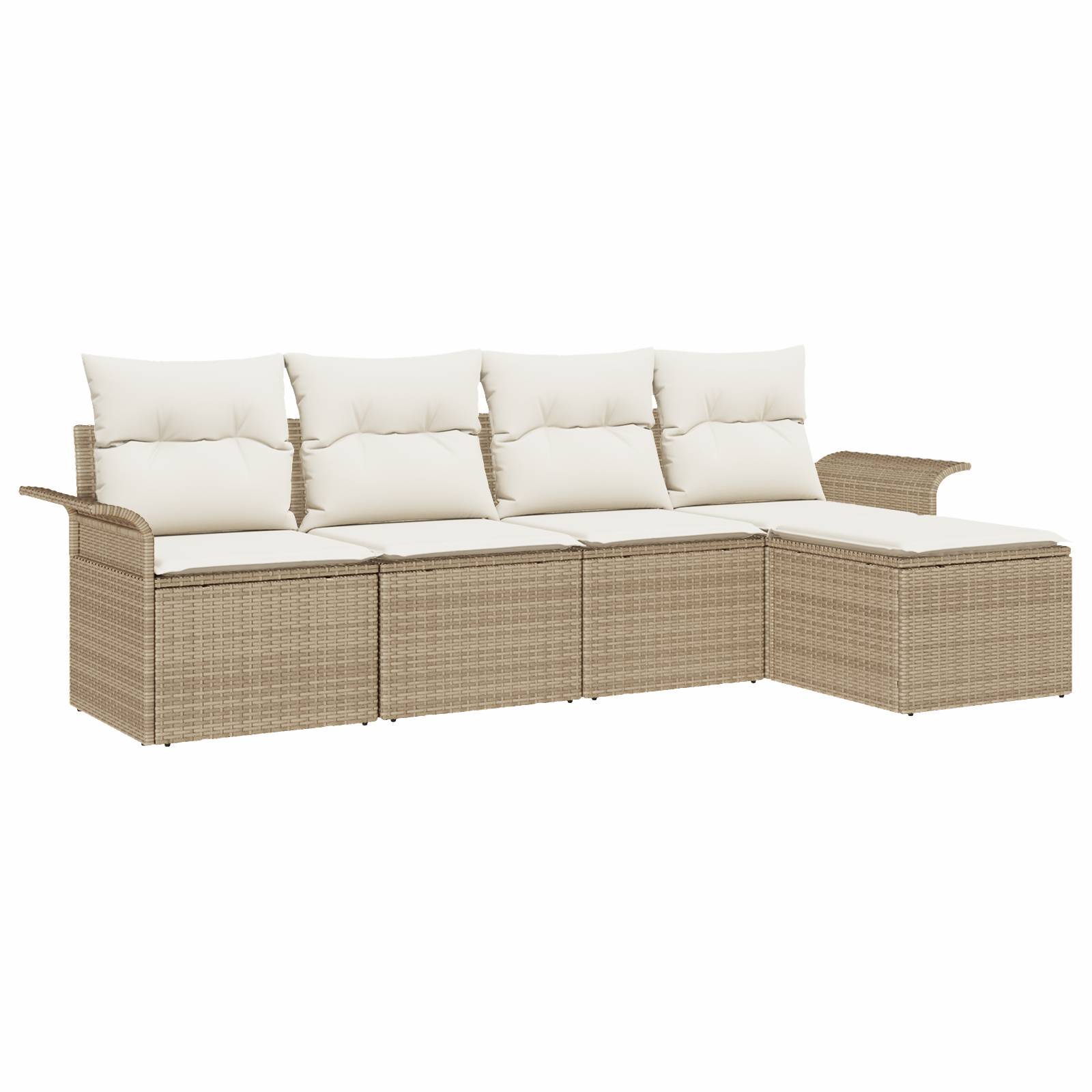 vidaXL 5-tlg. Garten-Sofagarnitur mit Kissen Beige Poly Rattan
