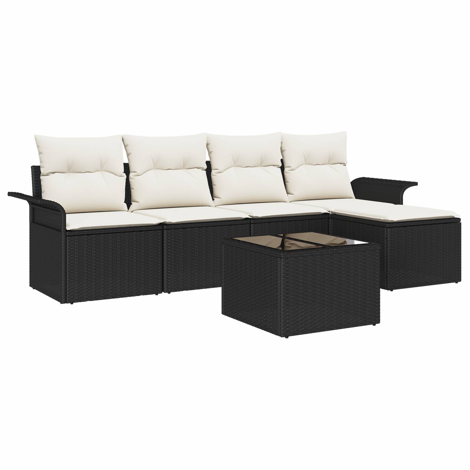 vidaXL 5-tlg. Garten-Sofagarnitur mit Kissen Braun Poly Rattan
