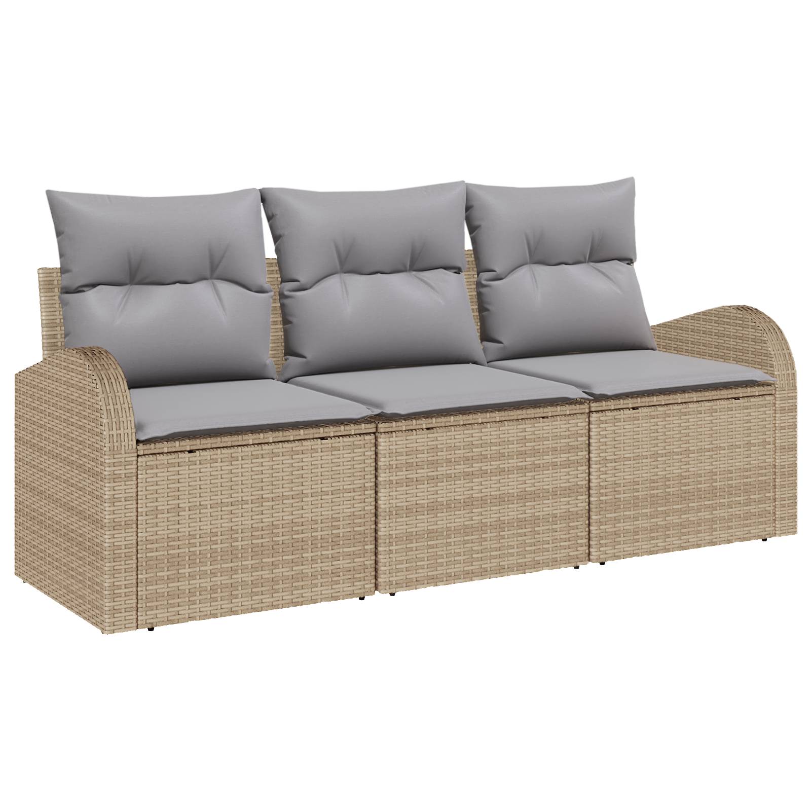 vidaXL 3-tlg. Garten-Sofagarnitur mit Kissen Beige Poly Rattan