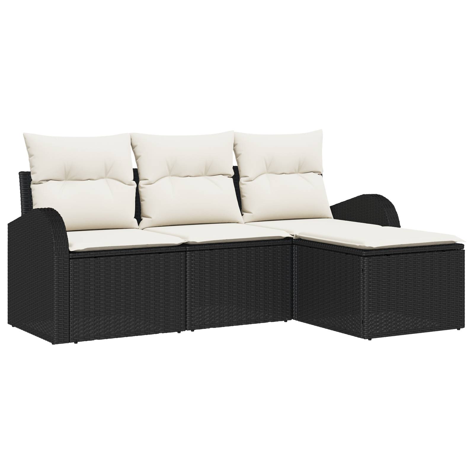 vidaXL 4-teiliges Garten Sofa Set mit Kissen Schwarz Poly Rattan