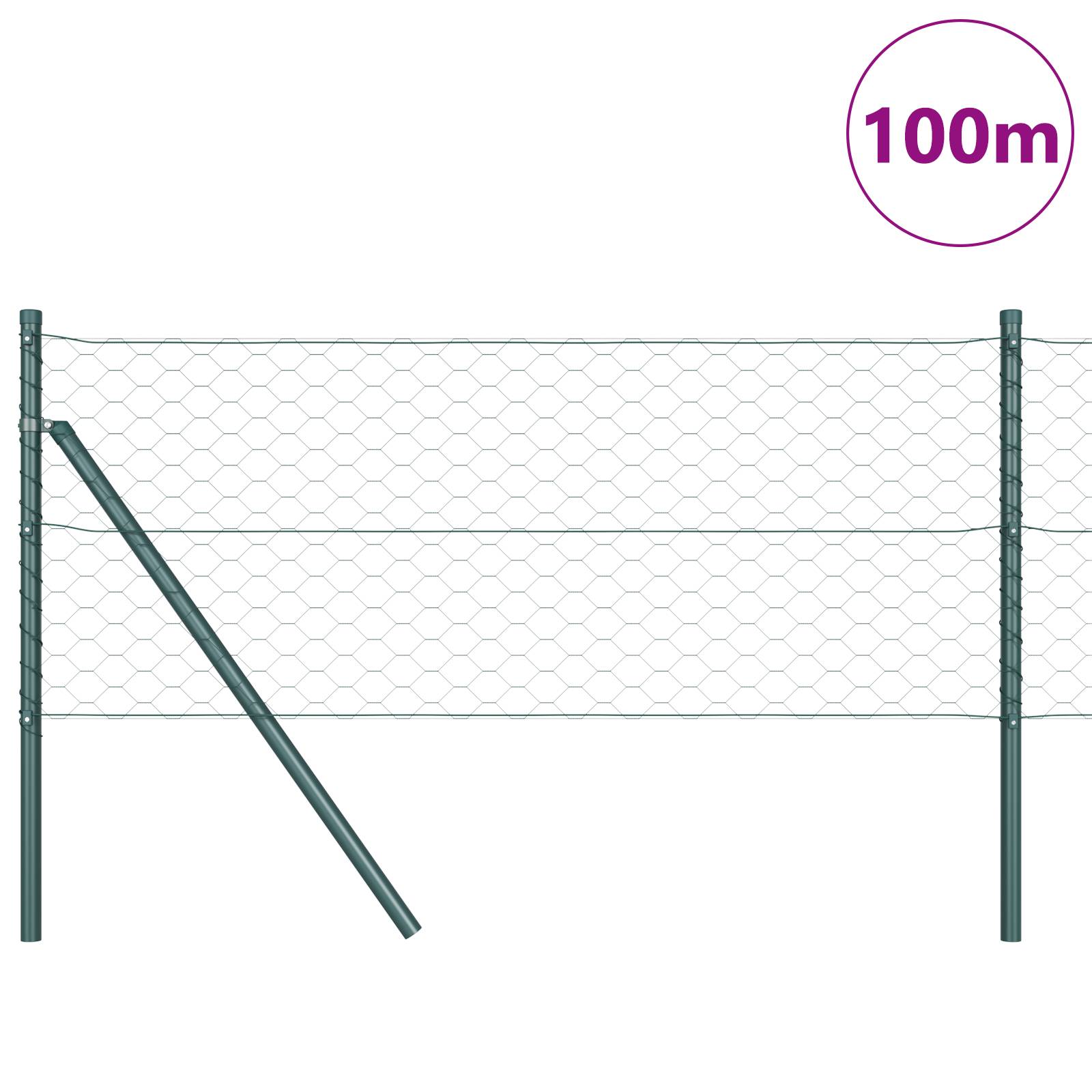 vidaXL Hexagon Zaun Grün 0.6x100 m Stahl