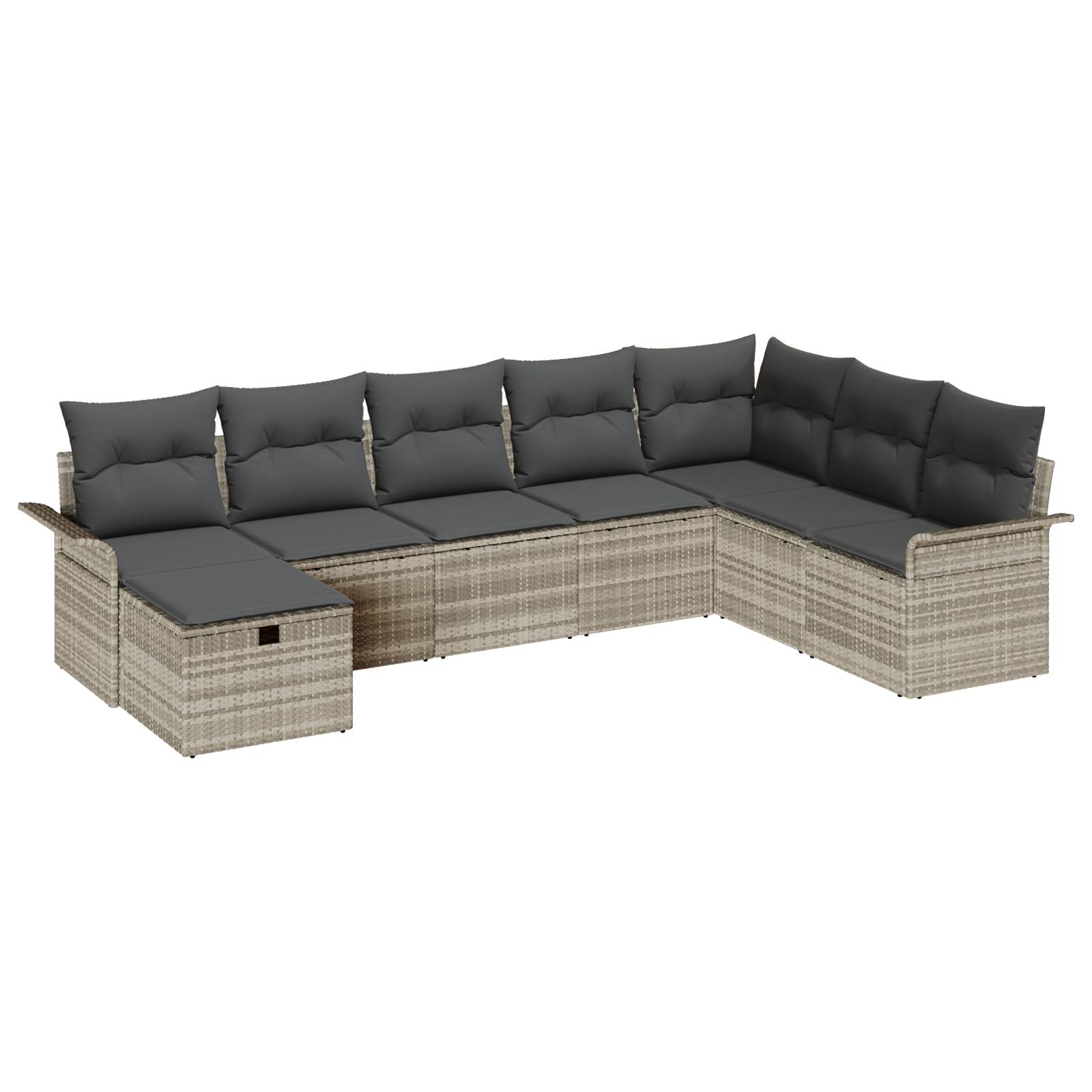 vidaXL 8-tlg. Garten-Sofagarnitur mit Kissen Hellgrau Poly Rattan