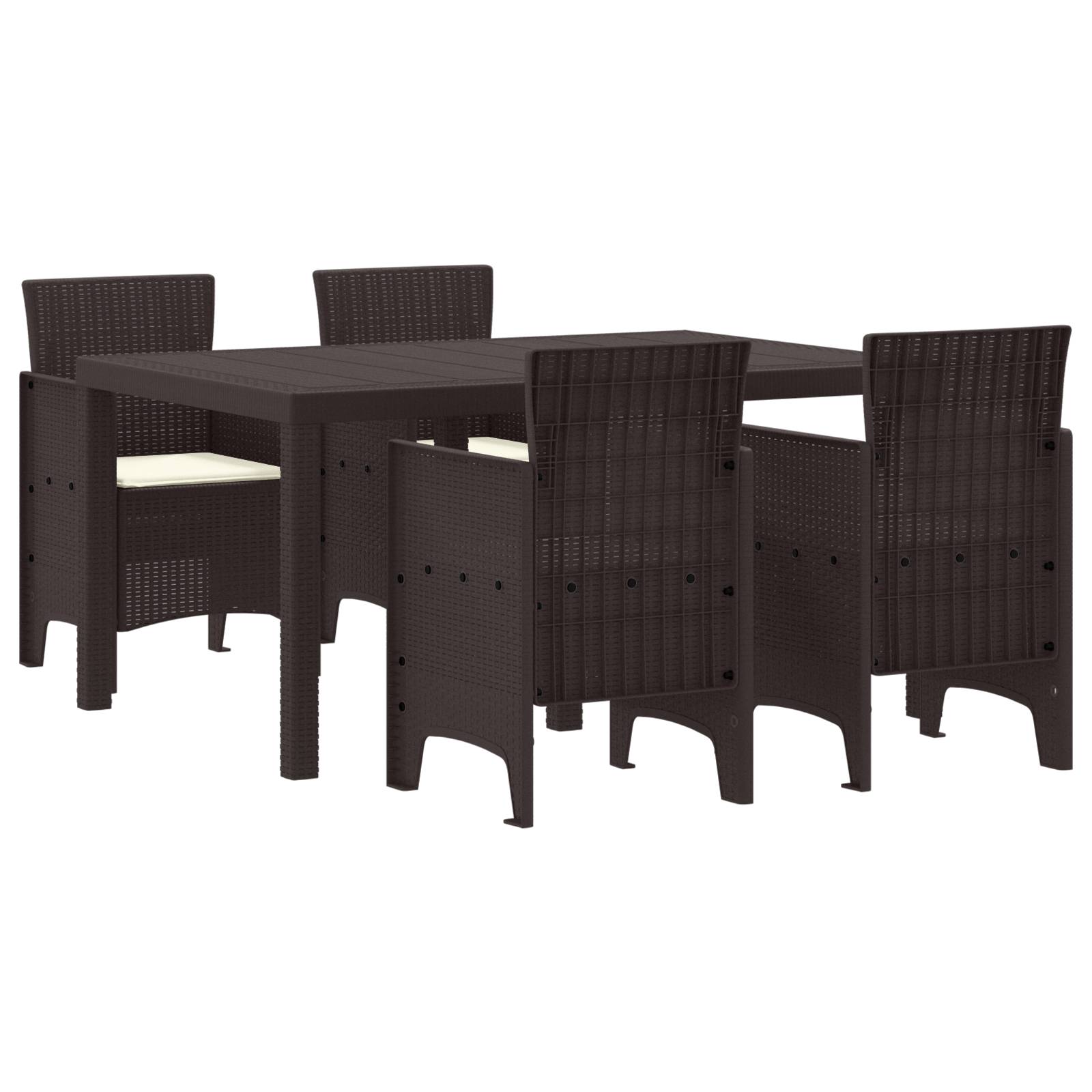 vidaXL 5-teiliges Garten Esszimmer Set mit Kissen Braun Poly Rattan