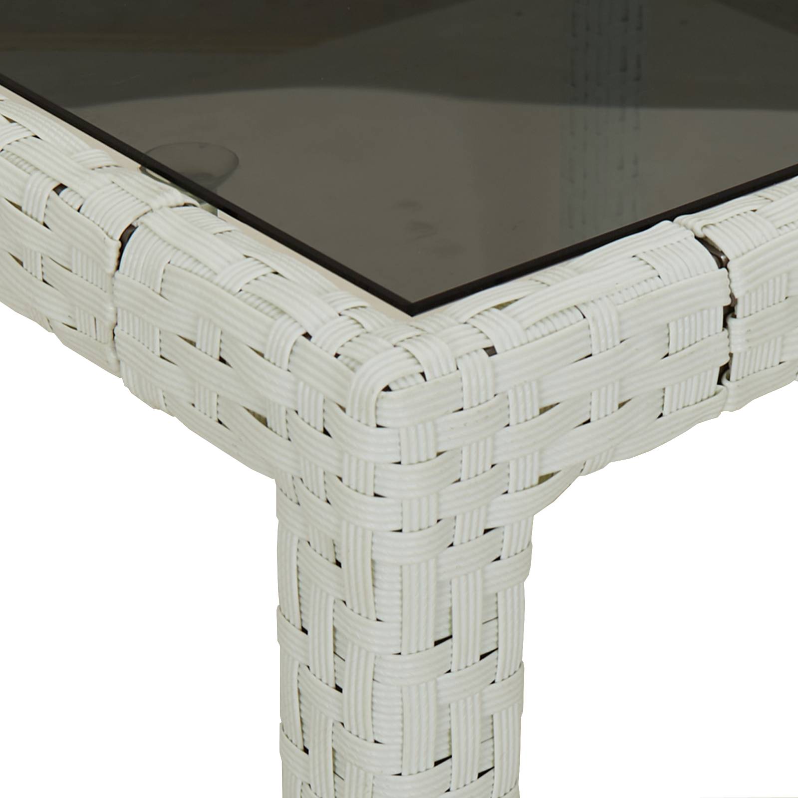 vidaXL Gartentisch Weiß 190x90x75 cm Poly-Rattan