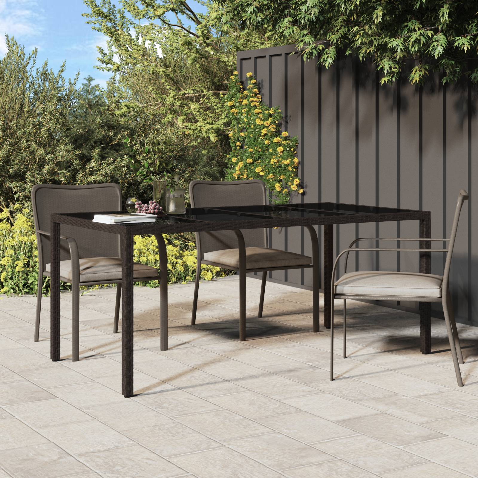 vidaXL Gartentisch Braun 190x90x75 cm Poly-Rattan