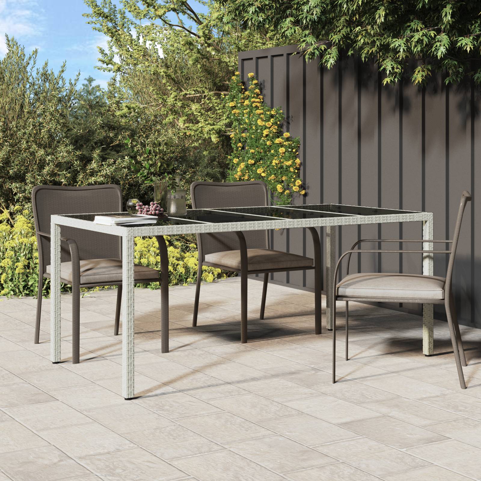 vidaXL Gartentisch Weiß 190x90x75 cm Poly-Rattan