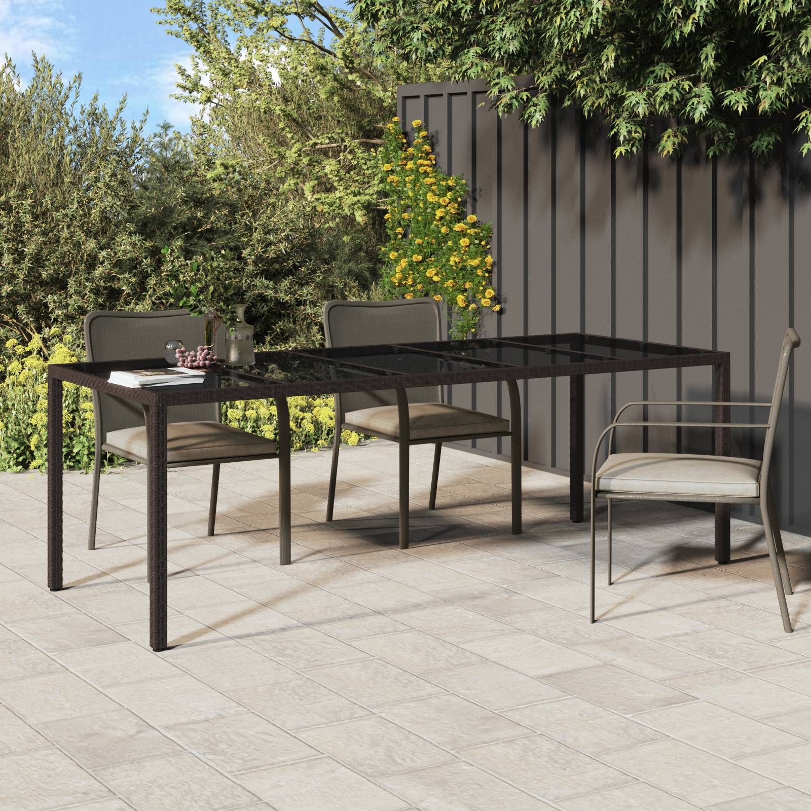 vidaXL Gartentisch Braun 250x100x75 cm Poly-Rattan