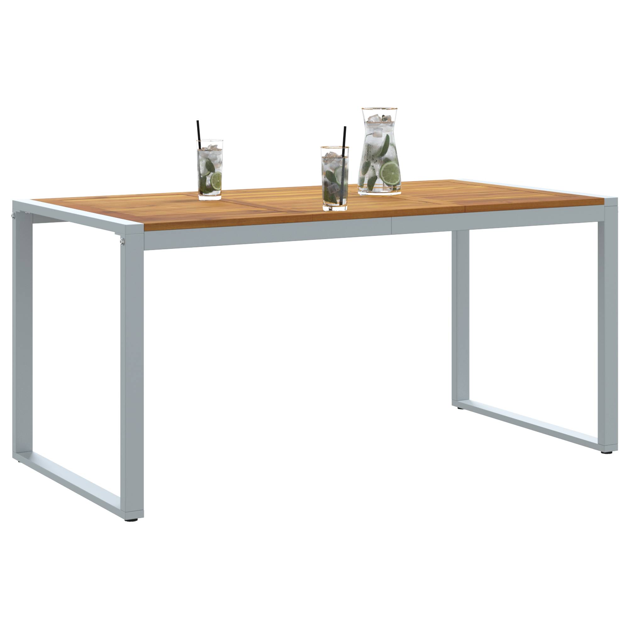vidaXL Outdoor-Esstisch Grau 160x80x75 cm Stahl & Massivholz Akazie
