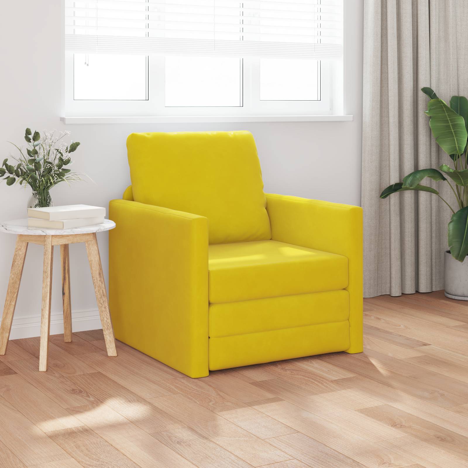 vidaXL Schlafsessel 2-in-1 Dunkelgelb 74x77x81 cm Samt