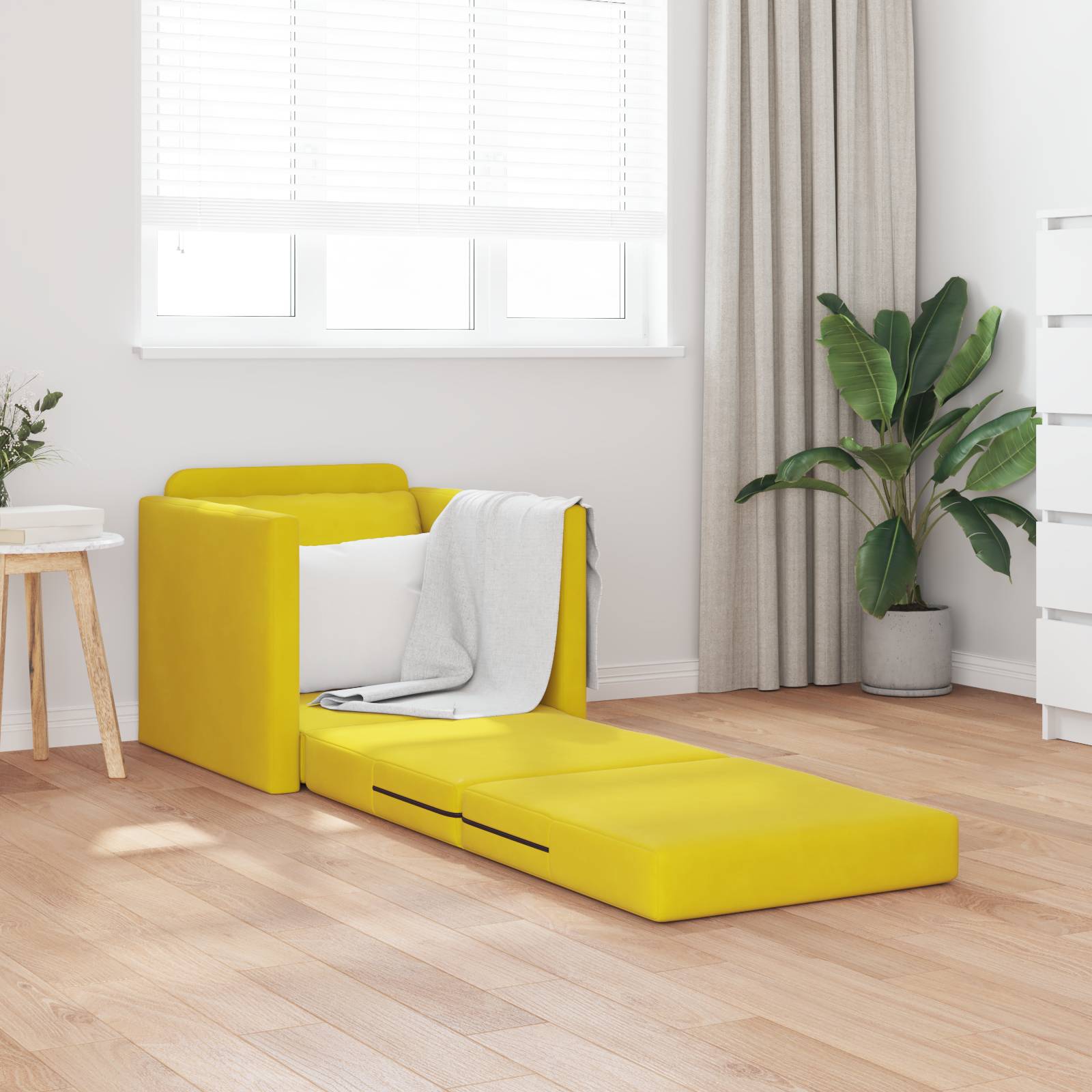 vidaXL Schlafsessel 2-in-1 Dunkelgelb 74x77x81 cm Samt