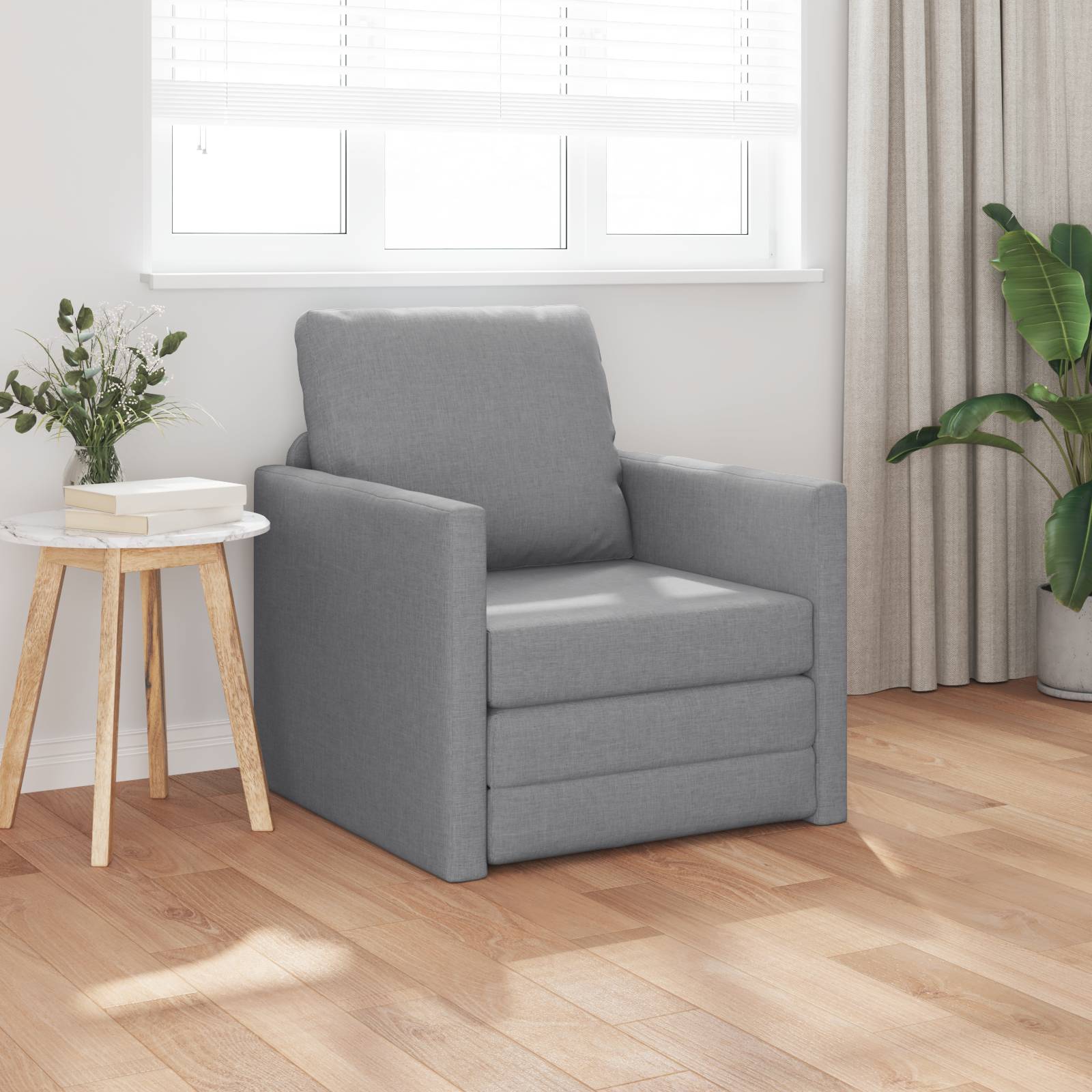 vidaXL Boden-Sofa-Bett 2-in-1 Hellgrau 74x77x81 cm Stoff