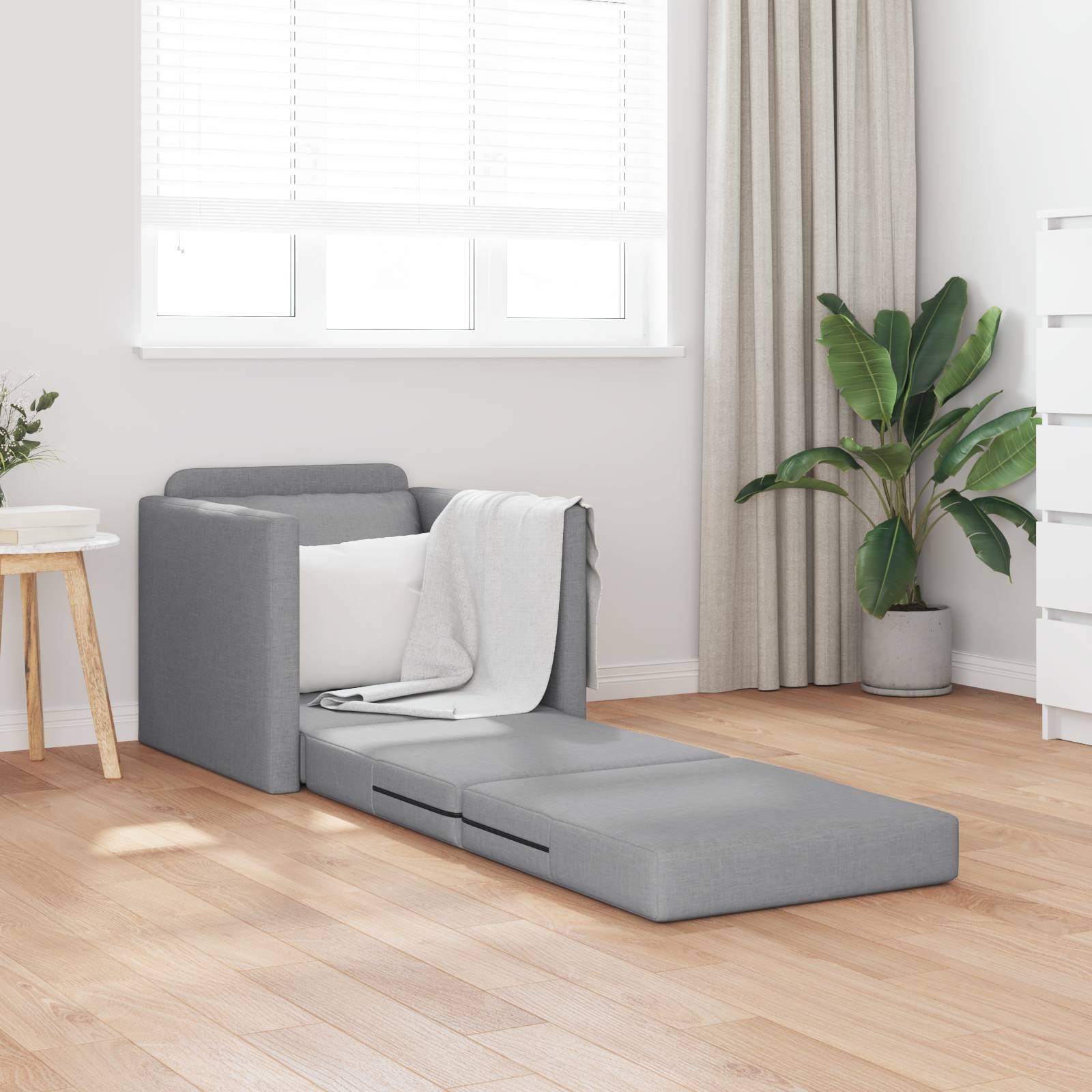 vidaXL Boden-Sofa-Bett 2-in-1 Hellgrau 74x77x81 cm Stoff