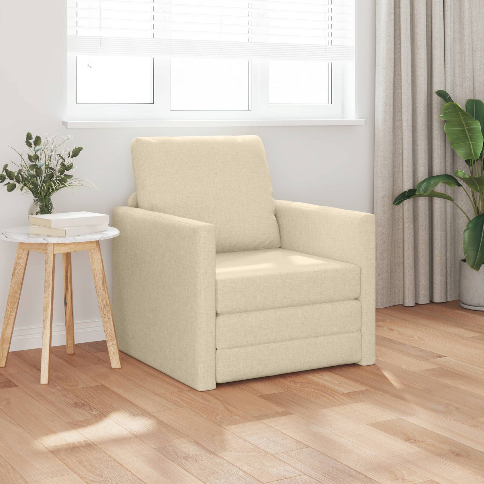 vidaXL Boden-Sofa-Bett 2-in-1 Creme 74x77x81 cm Stoff