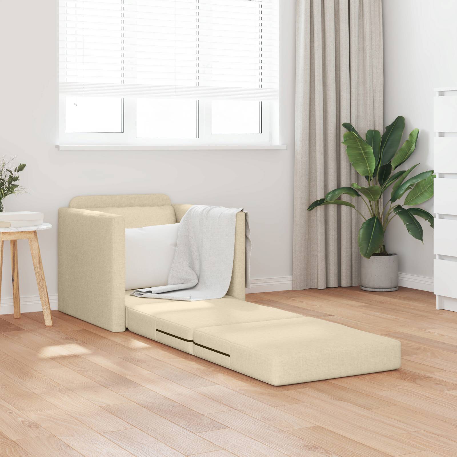 vidaXL Boden-Sofa-Bett 2-in-1 Creme 74x77x81 cm Stoff