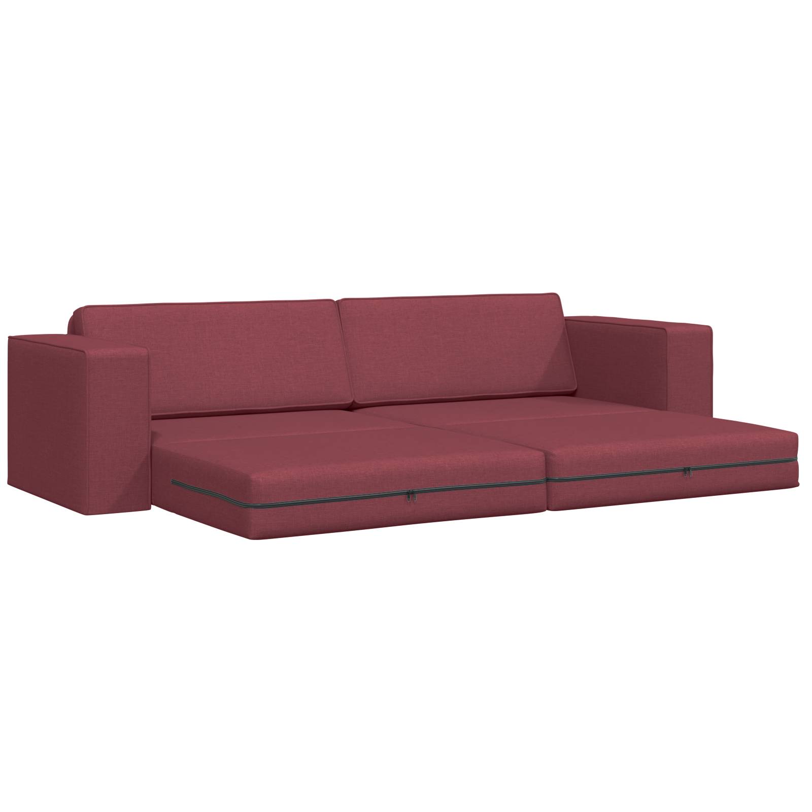 vidaXL Futon-Sofa-Bett 2-in-1 Burgunderrot 245x150x60.5 cm Stoff