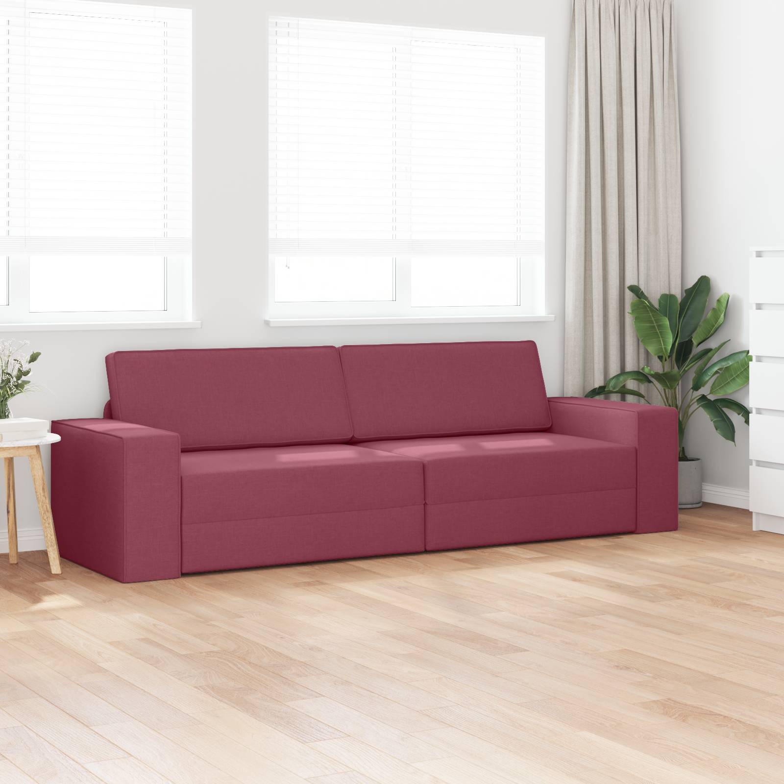 vidaXL Futon-Sofa-Bett 2-in-1 Burgunderrot 245x150x60.5 cm Stoff