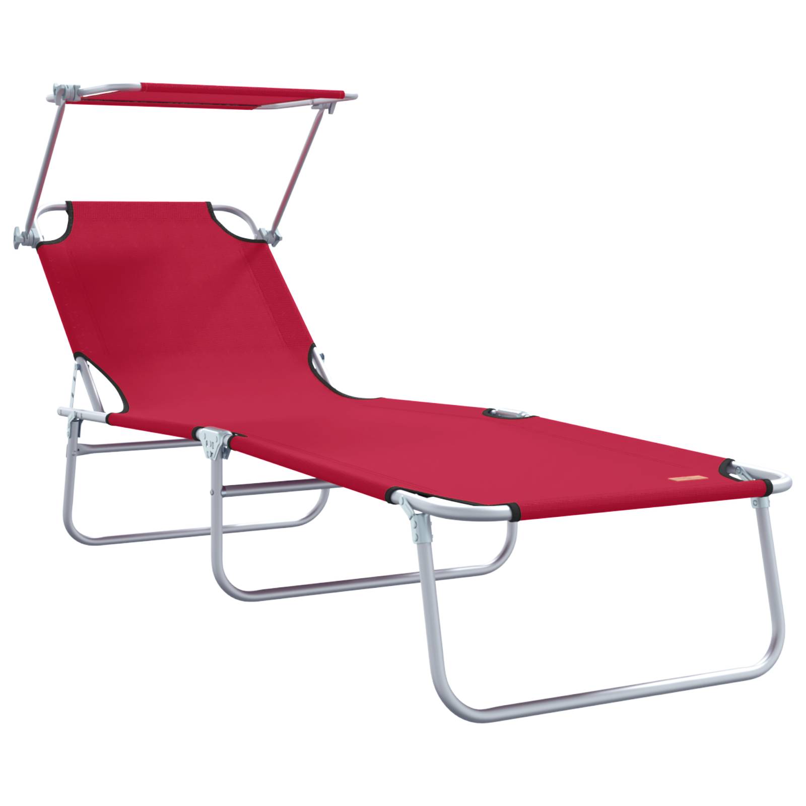 vidaXL Klappbare Sonnenliegen 2 Stück mit Sonnendach Rot 600D Oxford-Stoff