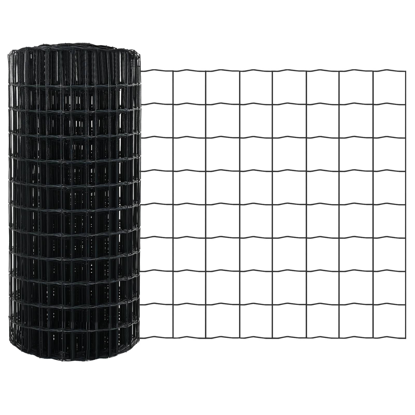 vidaXL Euro-Zaun mit 5 U-Pfosten Grau 0.6x10 m Stahl