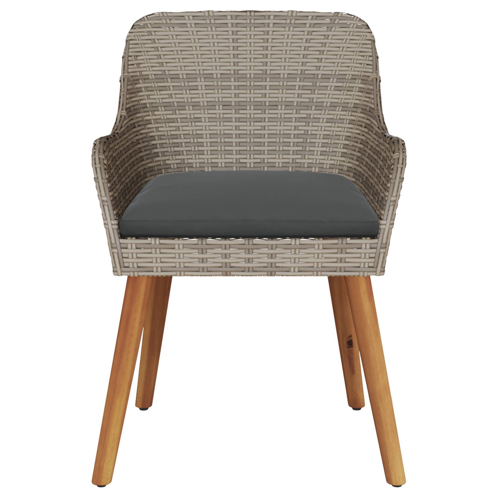 vidaXL Gartenstühle mit Kissen 2 Stück Schwarz Poly Rattan