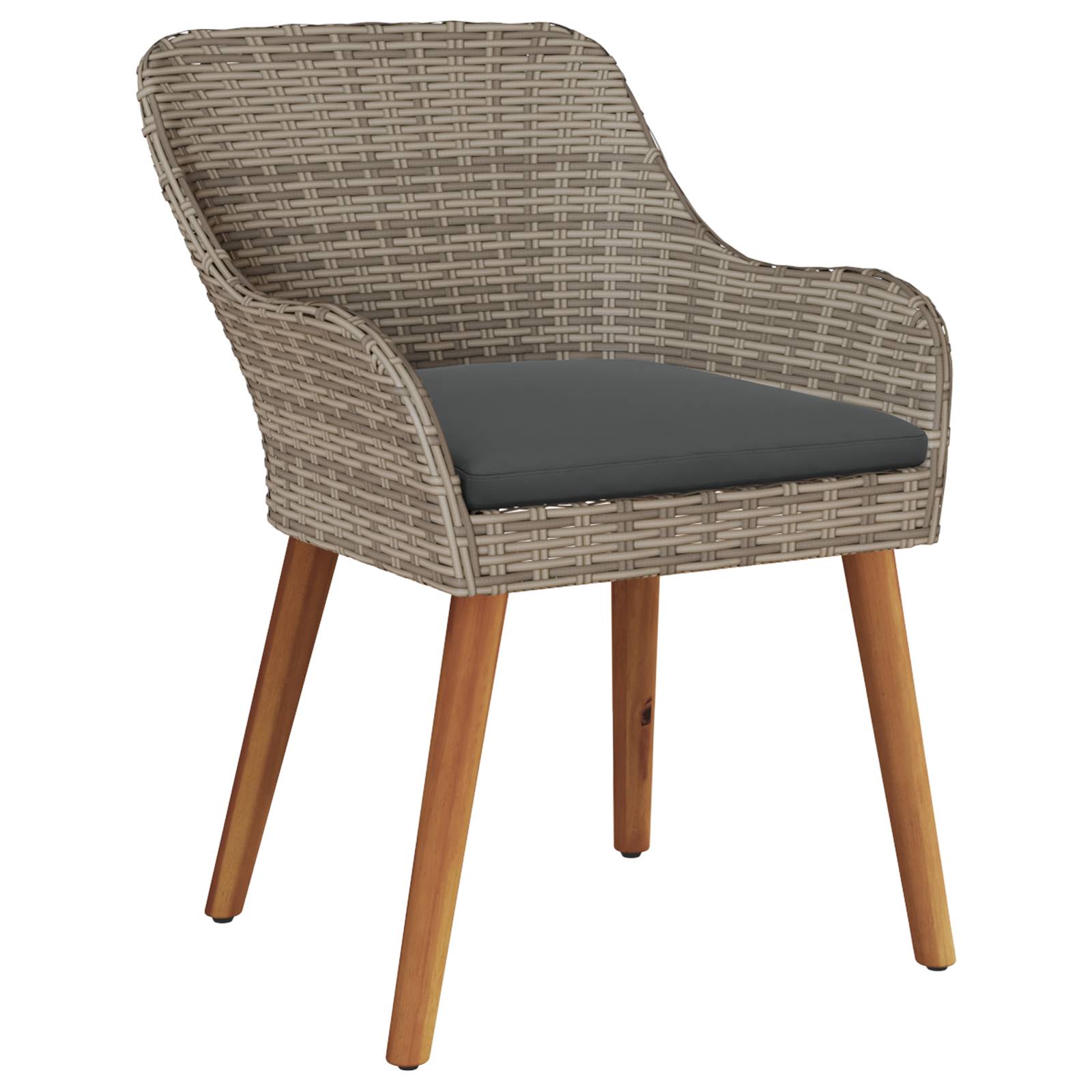 vidaXL Gartenstühle mit Kissen 2 Stück Schwarz Poly Rattan
