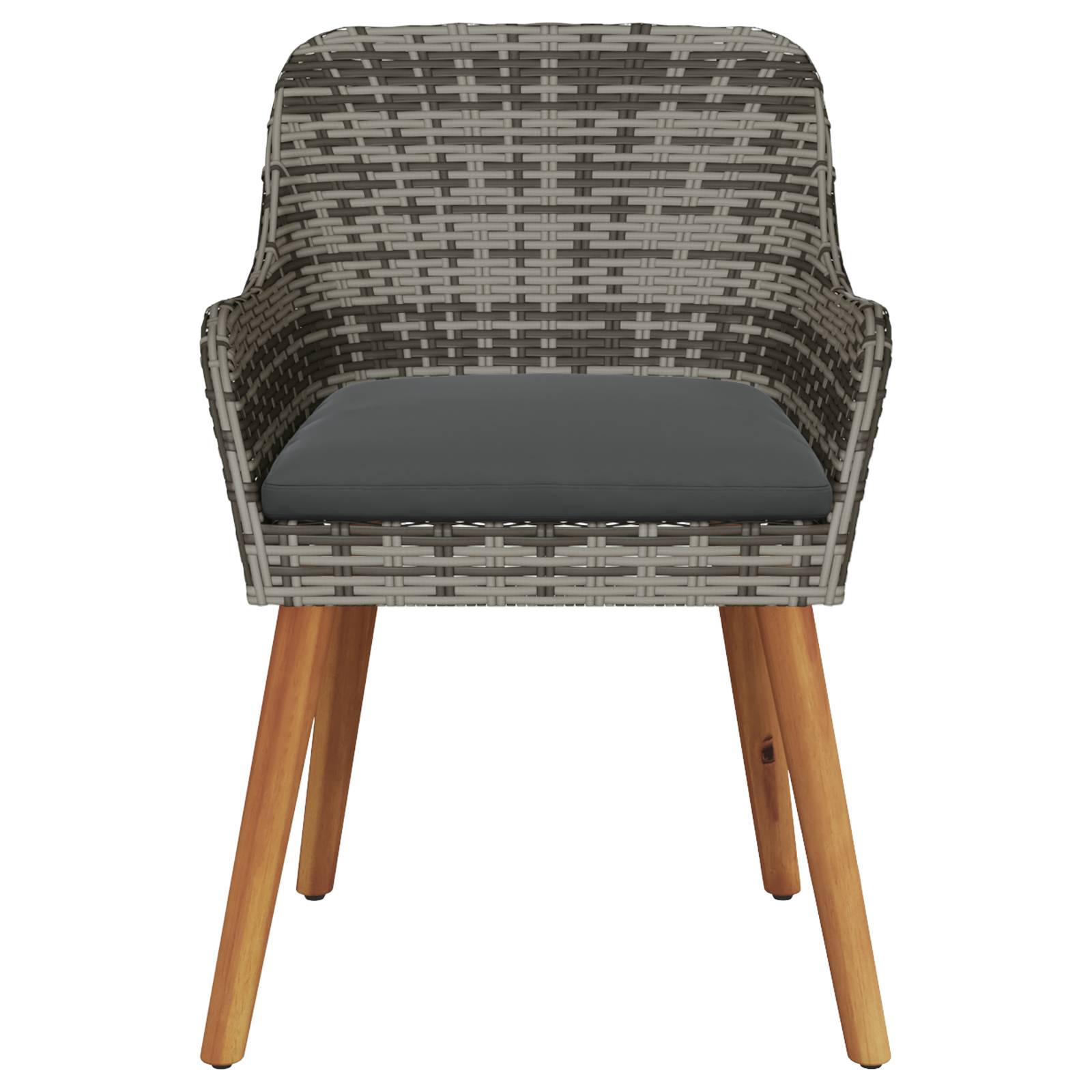 vidaXL Gartenstühle mit Kissen 2 Stück Grau Poly Rattan
