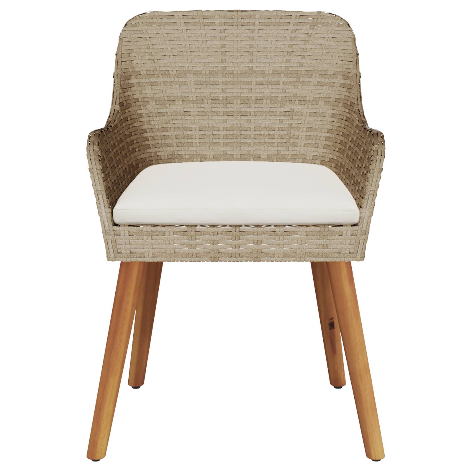 vidaXL Gartenstühle mit Kissen 2 Stück Beige Poly Rattan