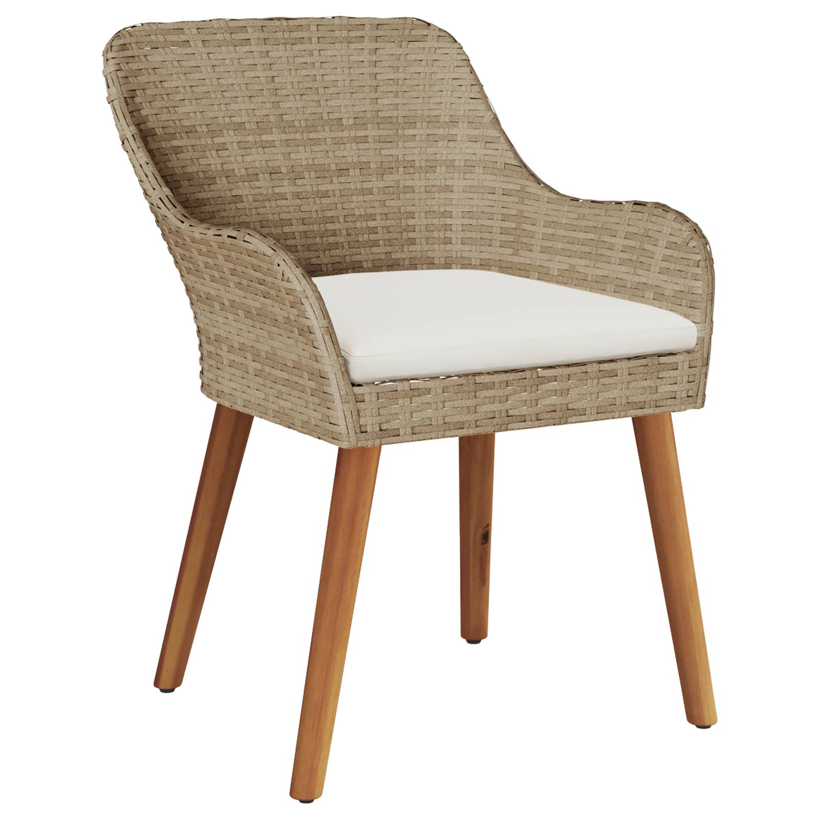 vidaXL Gartenstühle mit Kissen 2 Stück Beige Poly Rattan