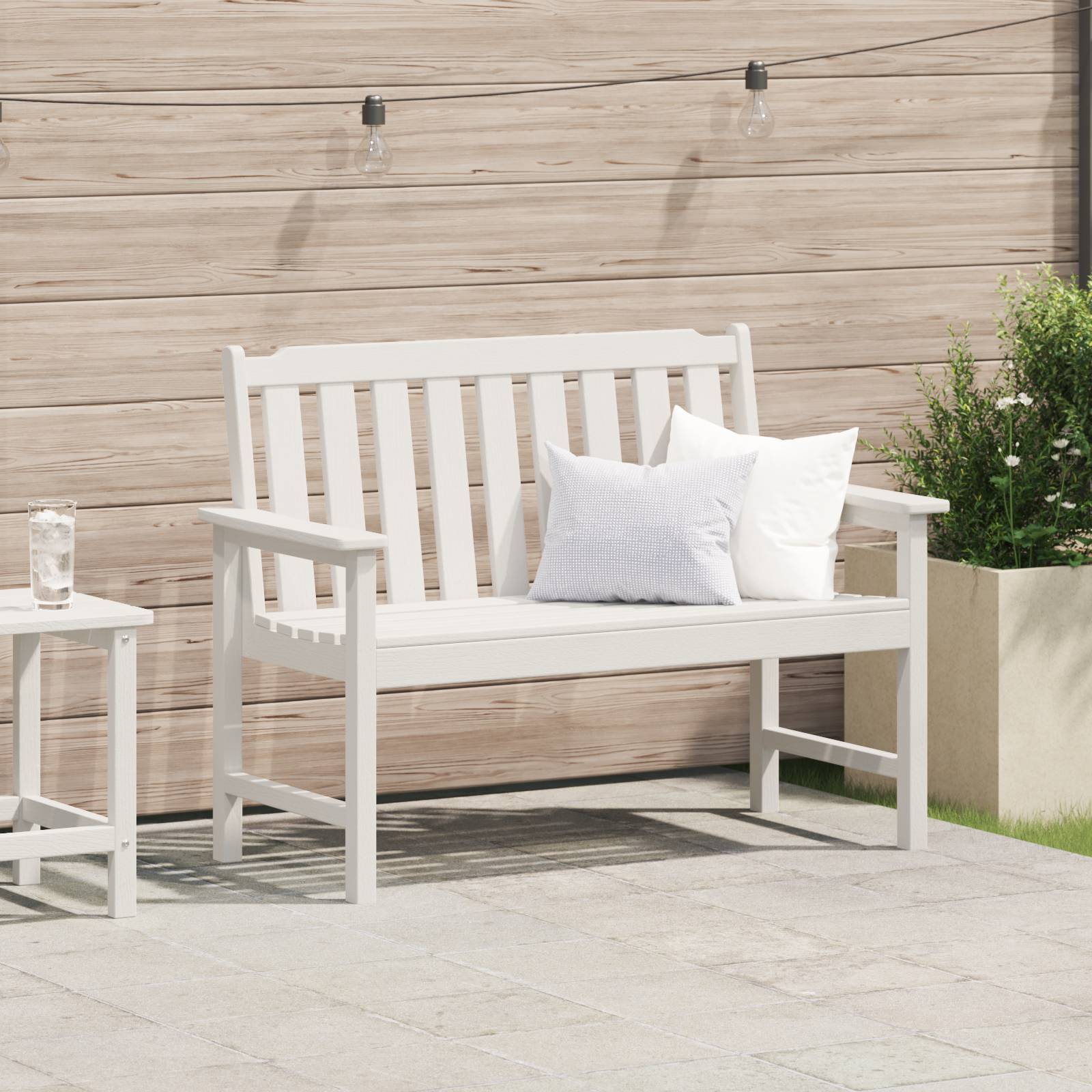 vidaXL Gartenbank Weiß 120 cm HDPE