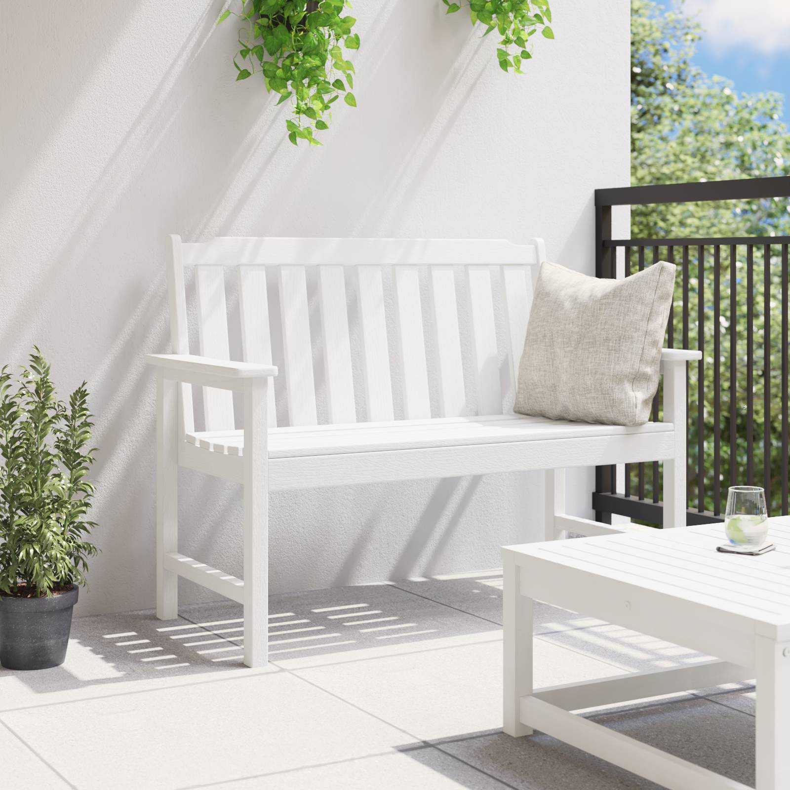 vidaXL Gartenbank Weiß 120 cm HDPE